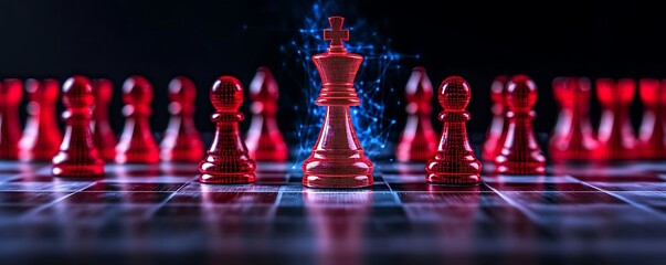 Poster - A detailed image of a chess set in futuristic illuminated style