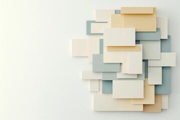 Poster - Modern Abstract Wall Art with Layered Geometric Shapes in Soft Pastel Colors on Neutral Background