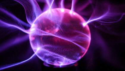 Wall Mural - magic sphere with plasma glow. abstract futuristic flowing neon energy ball with glowing waves.
