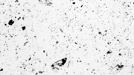 Poster - Abstract texture showcases black fragments scattered on white background in artistic composition with minimalist aesthetic