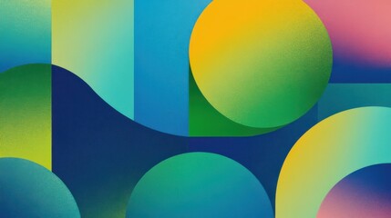 Poster - Colorful abstract geometric design featuring various shapes and gradients on a vibrant background