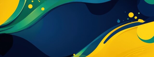 Poster - Colorful abstract design featuring flowing shapes and dynamic patterns in blue and yellow tones