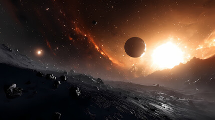 Wall Mural - in the vast expanse of space, a black hole devours everything in its path. devoured light. illustrat
