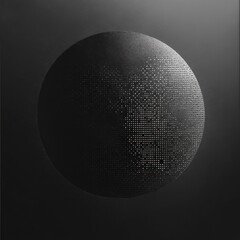 Poster - Sphere with intricate dot patterns set against a dark background displays modern design and artistry