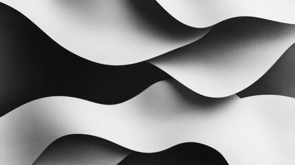 Poster - Abstract black and white waves creating dynamic movement and contrast in a modern design setting
