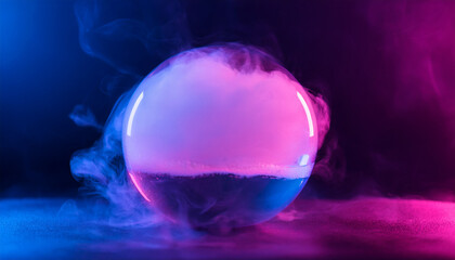 Wall Mural - surreal scene of glass orb filled with clouds. swirling mist and smoke. mystical atmosphere.