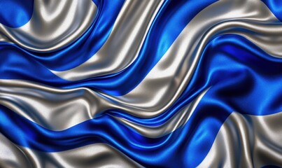 Aufkleber - Abstract blue and silver fabric waves, flowing texture, background design, website banner
