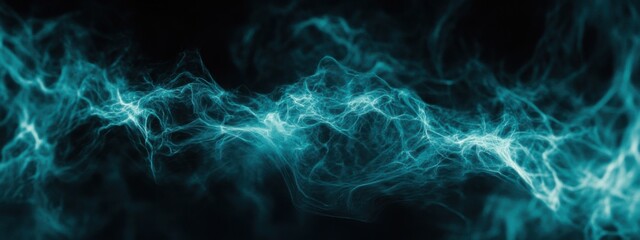 Poster - Electric blue energy waves create a dynamic and captivating visual display in a dark background environment