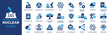 © Icons-Studio - Nuclear icon set. Containing radioactive, nuclear plant, atom, nuclear bomb, hazard, radiation, atomic energy and more. Solid vector icons collection.