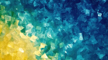 Poster - Colorful abstract background blending shades of yellow, green, and blue with textured triangles displayed in soft focus