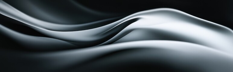 Poster - Abstract design of flowing fabric creates a smooth texture with light reflections in a dark setting