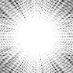 Aufkleber - Halftone gradient sun rays pattern. abstract halftone vector dots background. monochrome dots pattern. pop art, comic small dots. star rays halftone poster. shine, explosion. sunrise rays background.