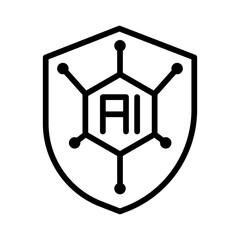 Poster - Shield with AI Symbol Protecting Digital Technology and Artificial Intelligence Concepts