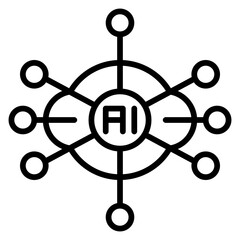 Poster - Artificial Intelligence Network Connection with AI Symbol and Node Points Illustration
