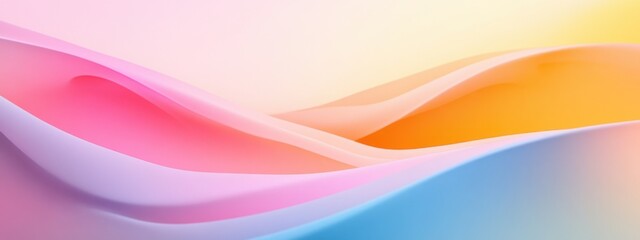 Poster - Soft pastel waves create a tranquil abstract landscape with gentle gradients and flowing shapes in warm colors