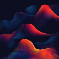 Poster - Vibrant abstract wave patterns in deep colors create an energetic atmosphere and captivating visual experience