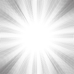 Leinwandbilder - Halftone gradient sun rays pattern. abstract halftone vector dots background. monochrome dots pattern. pop art, comic small dots. star rays halftone poster. shine, explosion. sunrise rays background. 