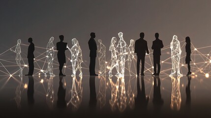 Poster - Group of Businesspersons Networking in a Conceptual Digital Space