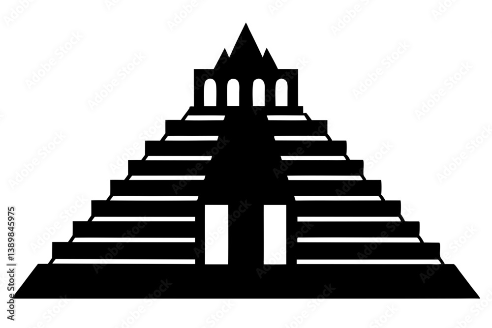 babylonian ziggurat silhouette vector illustration Stock Vector | Adobe ...
