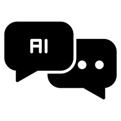 Poster - AI Chat Bubbles Icon Black and White Symbol for Artificial Intelligence Technology