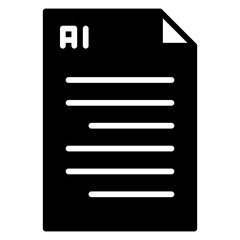 Poster - AI Document Icon Illustration on Black Background for Artificial Intelligence Concept