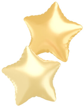 3D画像_星型の風船_黄色