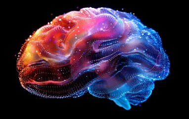 Poster - Abstract glowing colorful digital brain