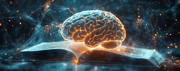Poster - Book and brain collage