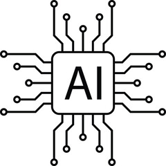 Fototapete - Artificial intelligence processor icon. AI CPU icon isolated on white background