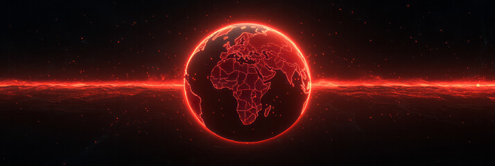 Aufkleber - A realistic 3D globe in virtual space glowing with energy, red stock indicators moving across its
