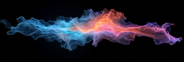 Aufkleber - An abstract neural network glowing in rhythmic pulses, composed of dynamic blue and orange threads,
