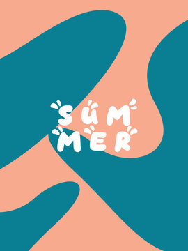 Creative concept of bright and attractive summer card set. Modern abstract art design with wavy shapes and lines. Template for celebration, advertisement, banner, cover, label, poster, sale, etc.