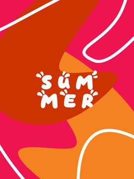 Creative concept of bright and attractive summer card set. Modern abstract art design with wavy shapes and lines. Template for celebration, advertisement, banner, cover, label, poster, sale, etc.