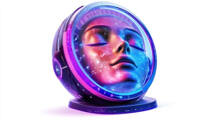 Poster - A futuristic representation of a human face with electronic details