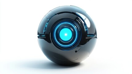 Poster - A futuristic technological sphere with glowing blue center lights