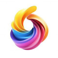 Aufkleber - 3d icon Three on colorful abstract logo intertwining, ideal for modern and creative projects dimensional transparent background