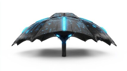 Poster - A futuristic and stylized spaceship design with glowing blue lights