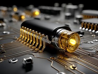Aufkleber - Futuristic Technology Illuminated Circuitry Digital Lab High-Resolution Imagery Dark Environment Close-Up Innovation Showcase