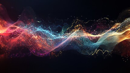 Wall Mural - blending organic shapes sound waves with digital elements