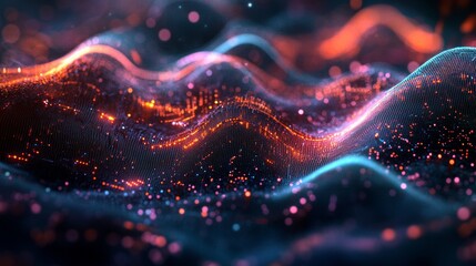 Wall Mural - blending organic shapes sound waves with digital elements