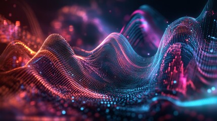 Wall Mural - blending organic shapes sound waves with digital elements