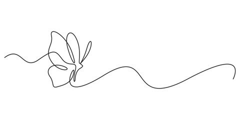 Poster - butterfly continuous one line drawing. beautiful flying moth for wellbeing beauty or spa salon logo 