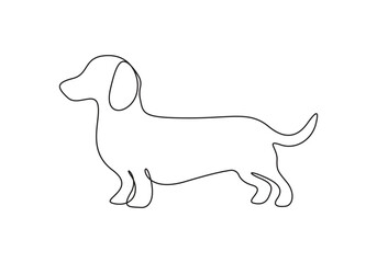 Poster - A dachshund dog continuous one line drawing. Single line art dachshund dog. Vector illustration