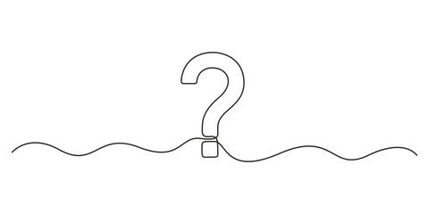 Poster - Continuous linear drawing of question mark. One line drawing background. Vector illustration. Question mark in one line style. Graphic illustration