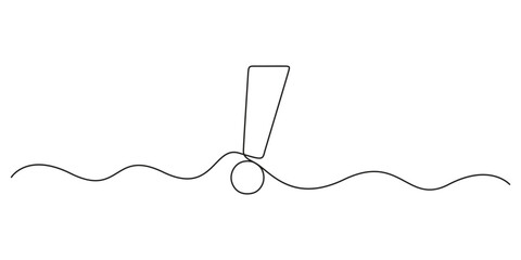 Poster - Continuous linear drawing of Exclamation mark. One line drawing background. Vector illustration. Exclamation mark in one line style. Graphic illustration