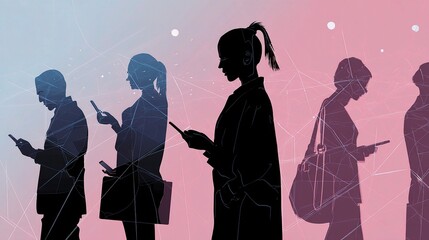 Poster - Abstract Connection of Silhouettes Linking Through Digital Lines