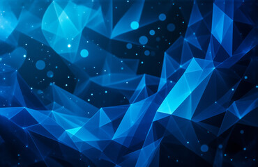 Aufkleber - A captivating abstract background featuring blue polygons and bokeh lights, creating a modern and digital geometric design with a dynamic and vibrant feel.