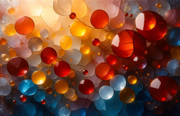Aufkleber - A vibrant and colorful array of glossy spheres in a bokeh style fills the frame. The spheres, in various hues, create a playful and dynamic composition with depth and visual interest.