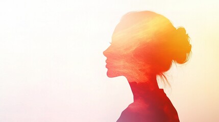 Poster - Abstract Double Exposure of Woman with Faded Colors and Light Effects