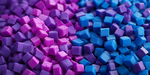 Poster - Vibrant purple and blue cubes forming an abstract pattern